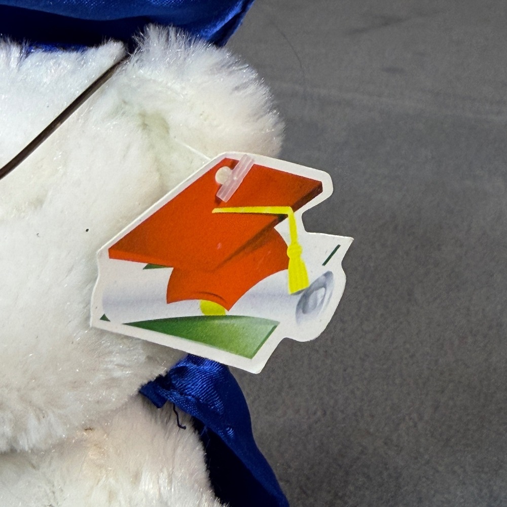 Calplush March of Dimes WalkAmerica Graduation Bear White Plush G5800 Blue Cap - Picture 3 of 7